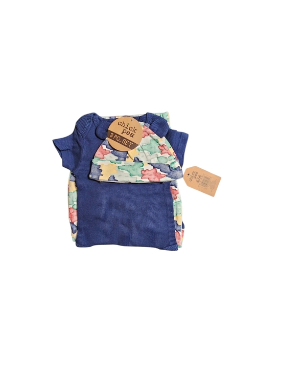 chick pea Other - chick pea Navy & Multicolor Baby Hat, Top & Accessory Set